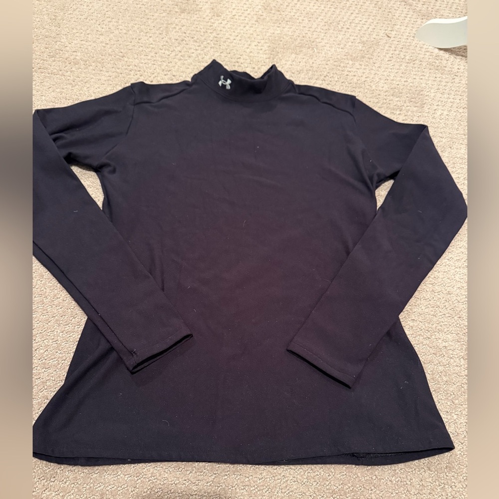 Under Armour Youth Boys Large Black Mock Neck warm weather shirt.